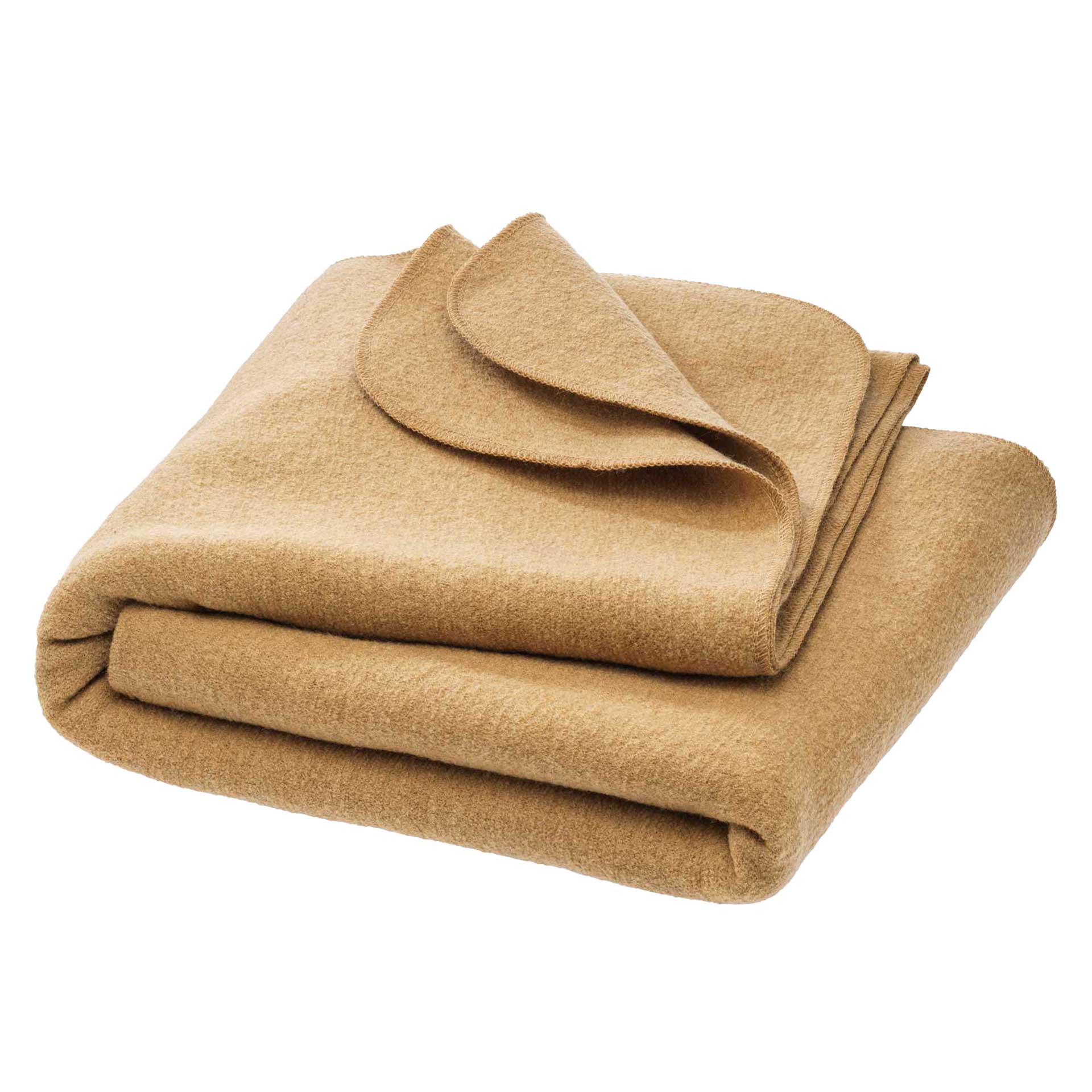 Zusammengelegte karamelfarbene disana Walk-Decke, Wollwalk aus Bio-Merinowolle in 135 x 200 cm oder 100 x 135 cm erhältlich